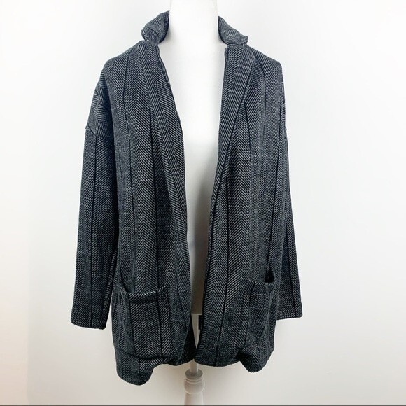 Revolve NEW Bobi Los Angeles Herringbone Knit Jacket Oversized Open Front Size S - Picture 4 of 13